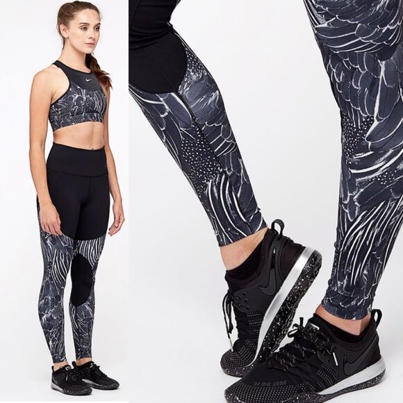 Nike Power Flutter Leggings Print Dri-Fit High Rise Size XS Yoga Running Pants - Picture 2 of 13